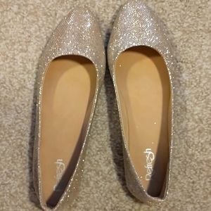 Refresh, gold glitter flats, size 8